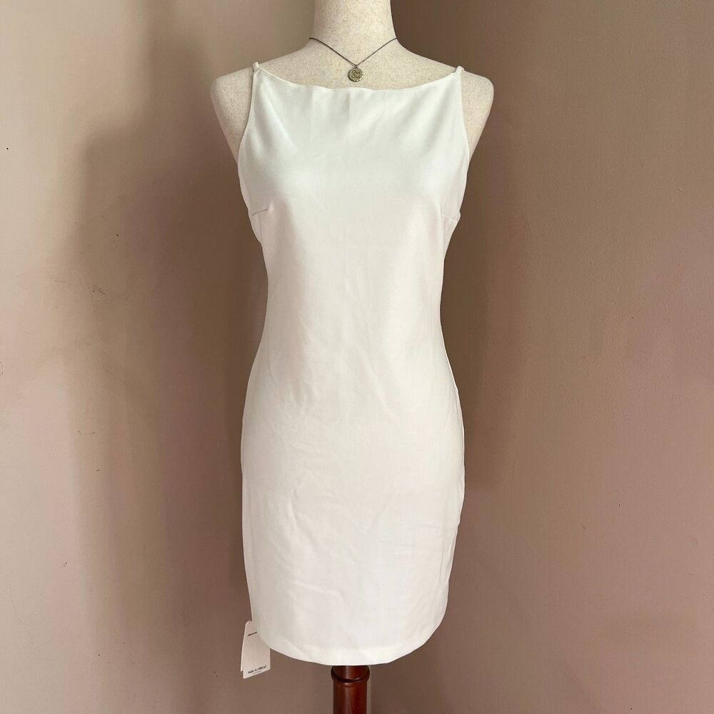 Abercrombie & Fitch White Satin Open Back Mini Dress Bridal Bachelorette NWT M